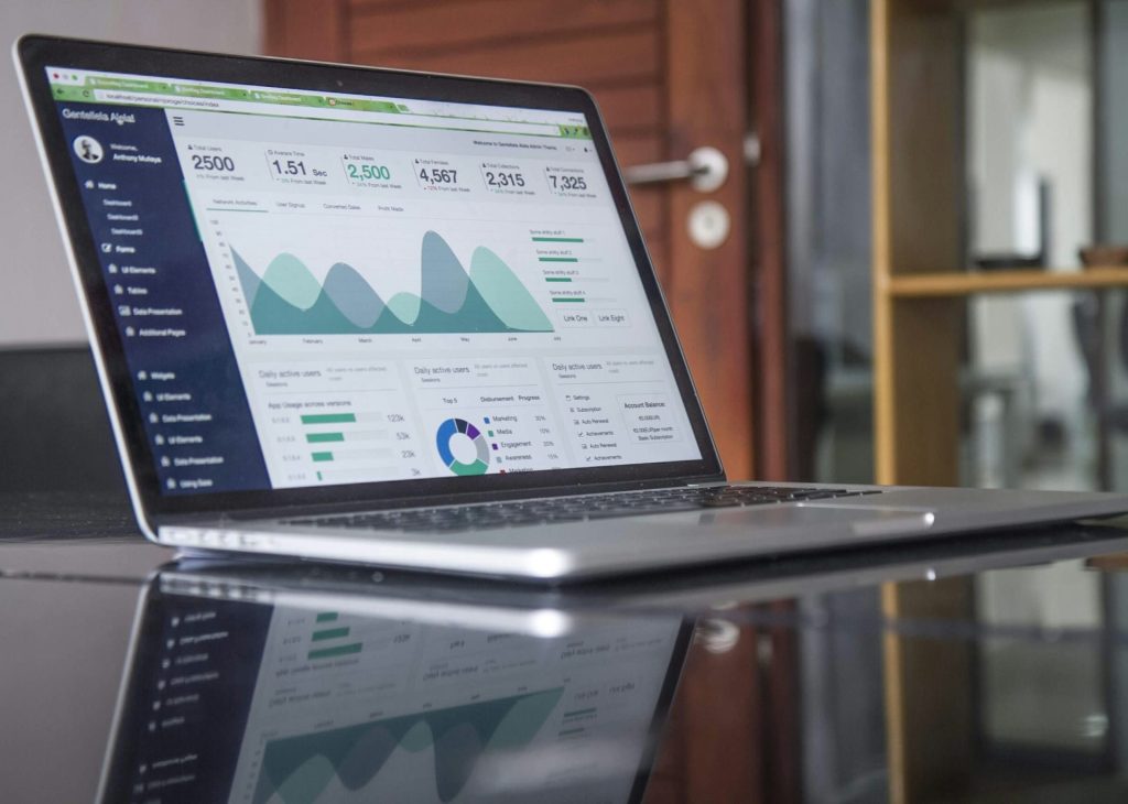 Data analytics dashboard on a laptop screen